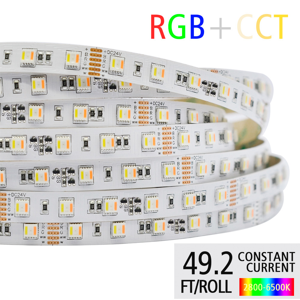 RGBCCT 5in1 LED Color Changing Lights - 12mm 24V Long LED Light Strips - No Voltage Drop 32.8ft-49.2ft RGBCCT 5in1 LED Color Changing Lights - 12mm 24V Long LED Light Strips - No Voltage Drop 32.8ft-49.2ft